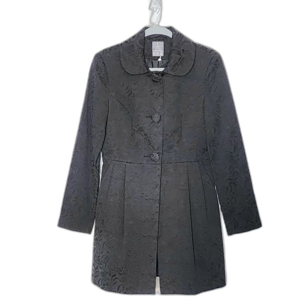 Atmosphere Black Cotton Jacquard Dress Coat. Size US 8